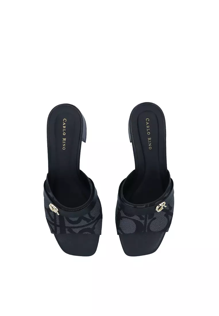 Black CR Vera Emblem Sandals