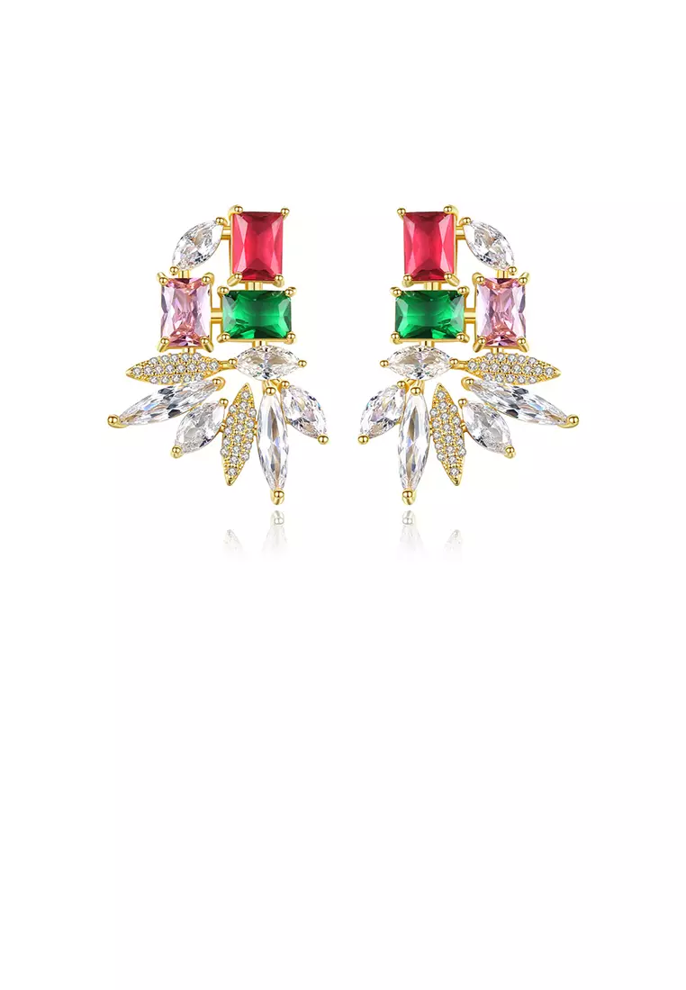 Buy Glamorousky Elegant and Bright Plated Gold Geometric Colorful