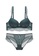 ZITIQUE green Women's European Style Sexy 3/4 Cup Lace-trimmed Thick Pad Nylon Lingerie Set (Bra And Underwear) - Dark Green B09E1US9098853GS_1