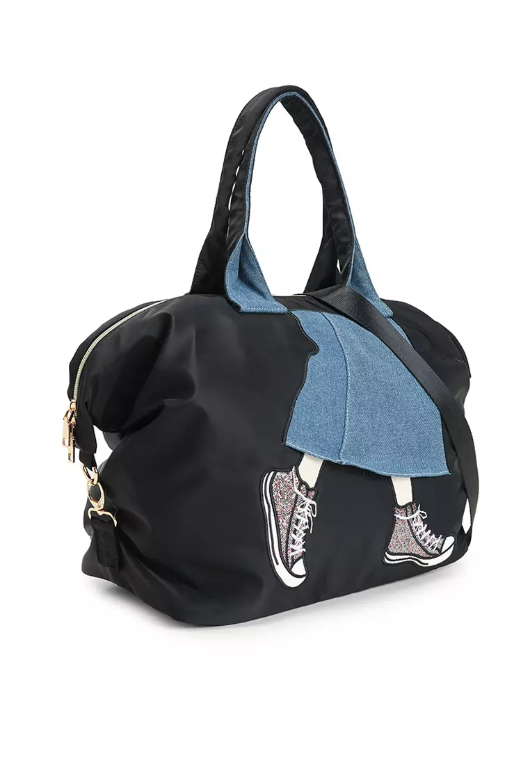 Embroidery Convertible Shoulder Bag