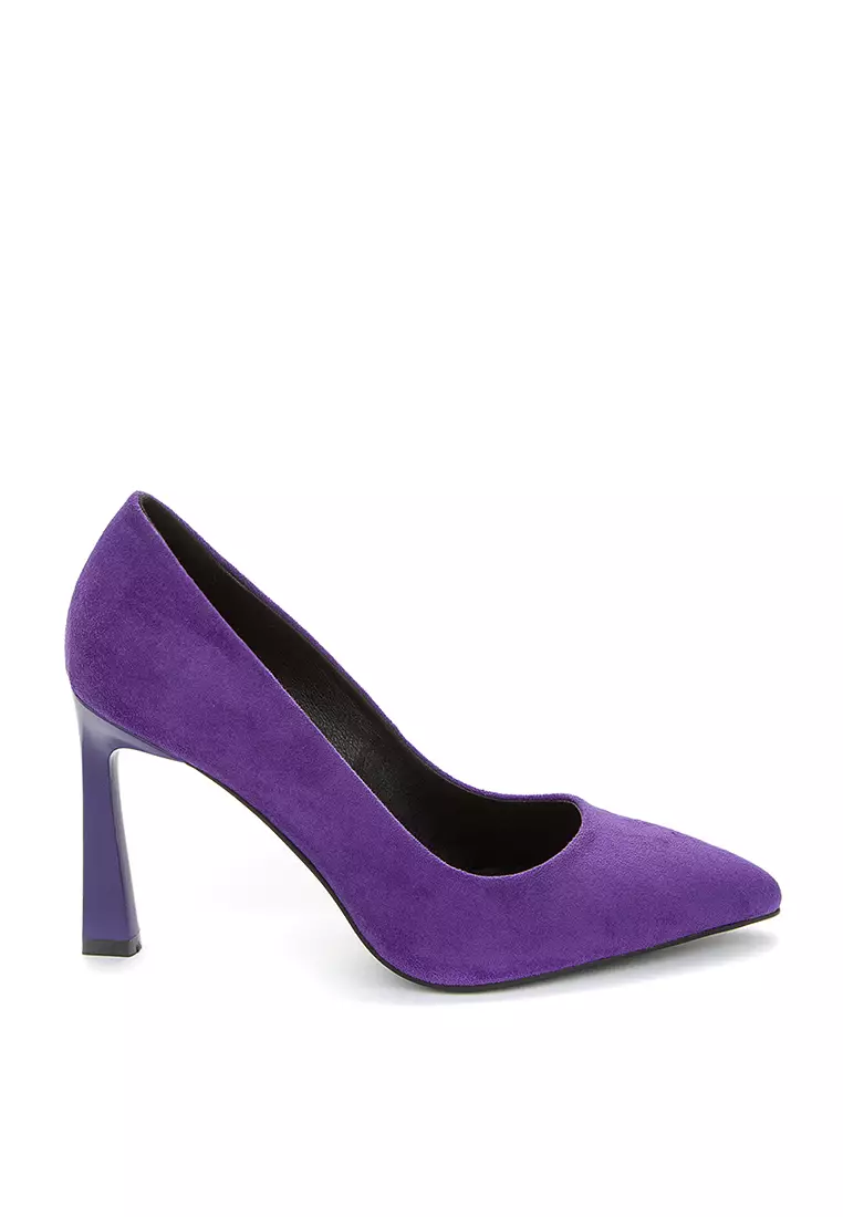 Purple heels new arrivals with bow