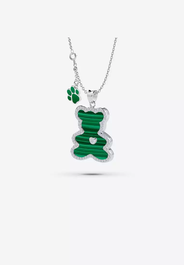 Vinstella Luvis Bear – Malachite with Quartz Diamond