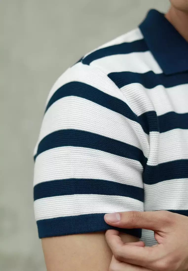 Kale Frans Navy / Polo Shirt rajut premium berbahan dasar cotton wool