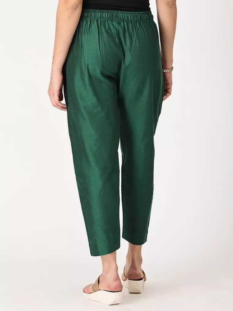 Maternity Silk Kurta Set with Nursing - Green