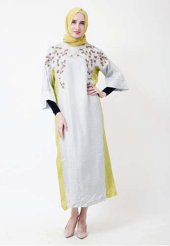 gamis 2 tone flower embroidery
