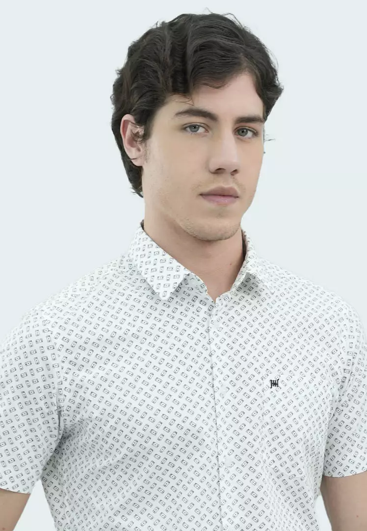 Jual Johnwin Johnwin - Kemeja Formal - Kemeja Motif - Slim Fit - Putih ...