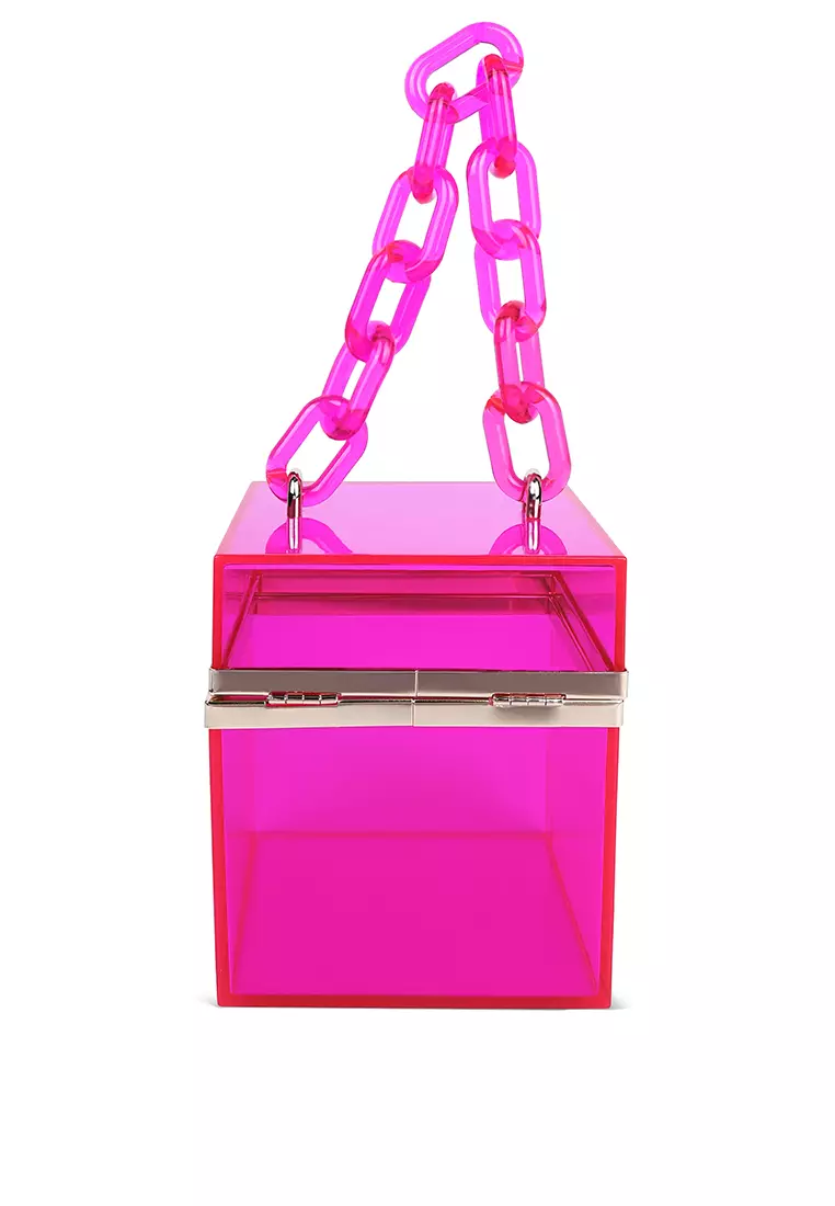 Clear box bag on sale with handle