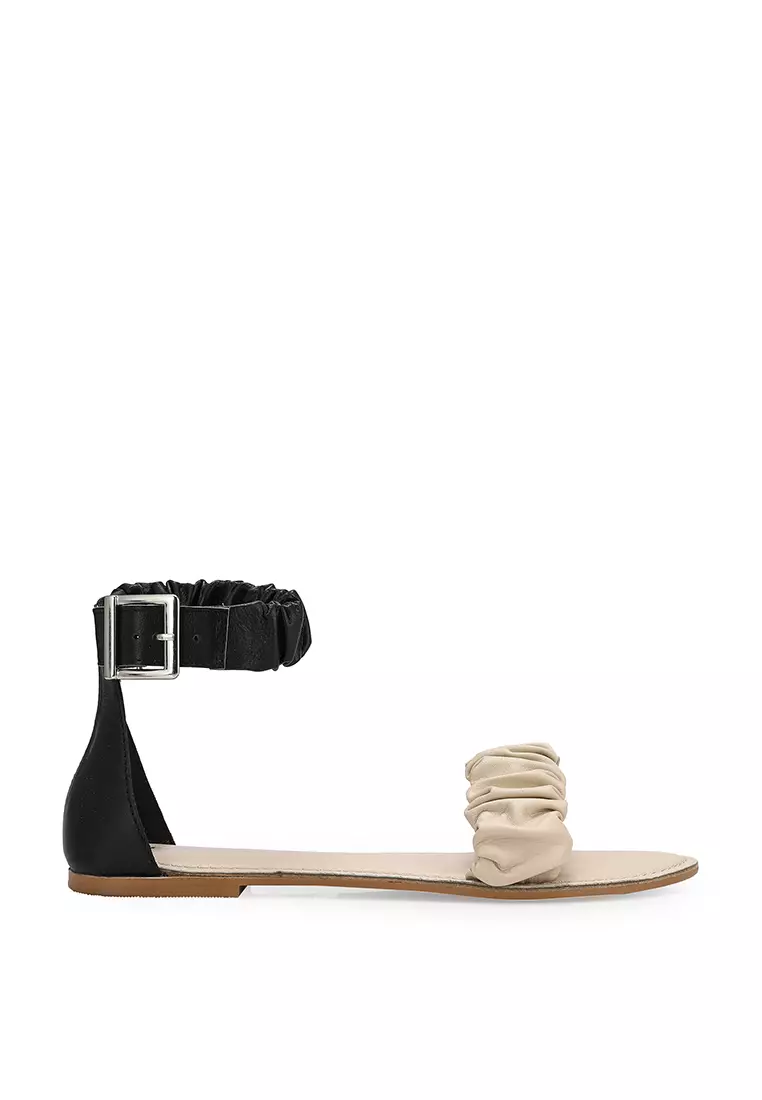 Ruched Leather Sandals