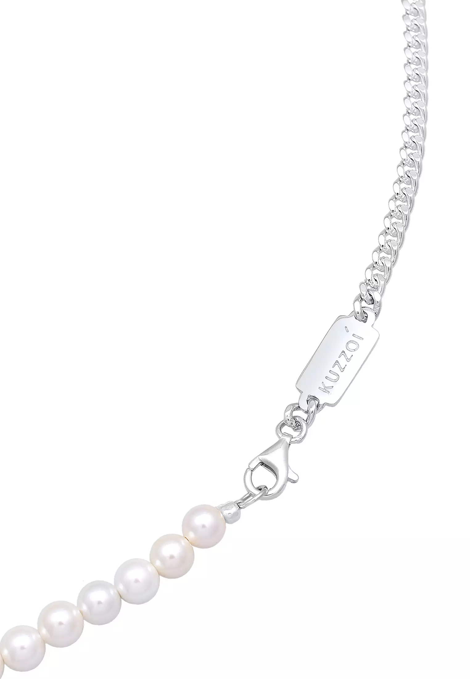 Necklace Men Curb Solid Shell Core Pearls