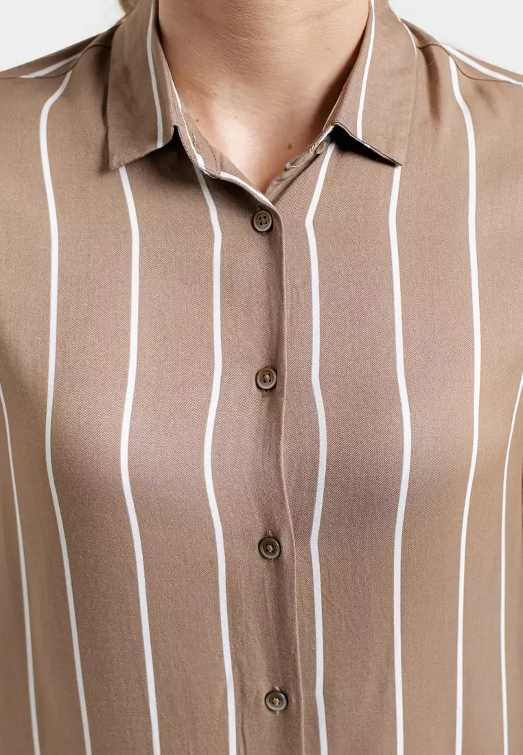 C2 Funave Brown Casual Maxi Shirt