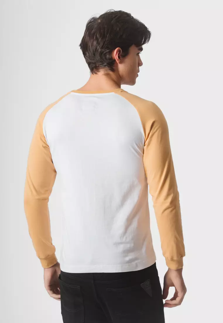 EMBA DENIM - Kaos Raglan Lengan Panjang Regular Fit Bahan Single Jersey Warna Light Brown - Danny