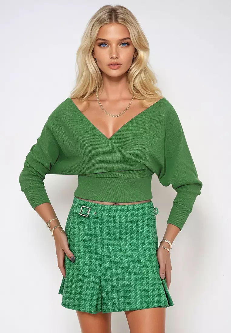 Front Back V-Neck Double Breasted Blouse