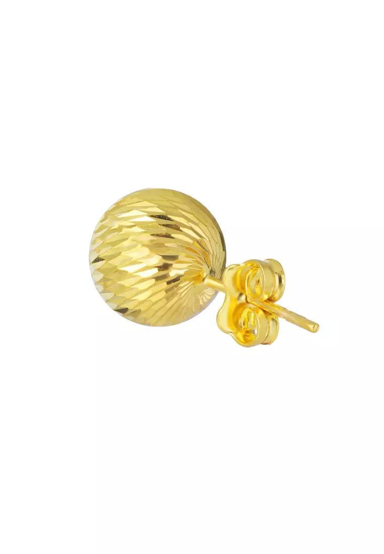 TOMEI Lusso Italia Lasered Cutting Ball Earrings, Yellow Gold 916