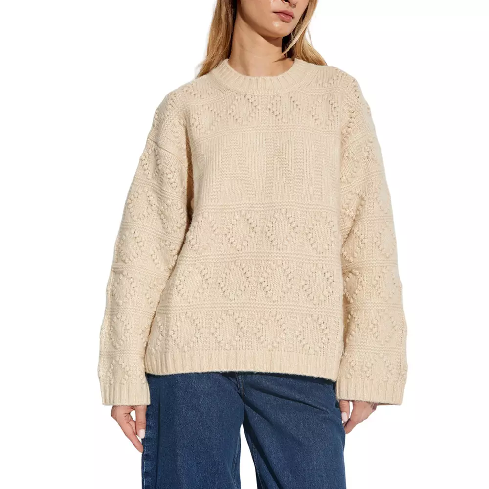 [4.4PRIL KEJUTAN HARGA] Bubble O-Neck Sweater Knit Beige