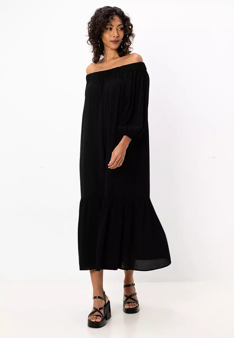 Off Shoulder Trapeze Dress