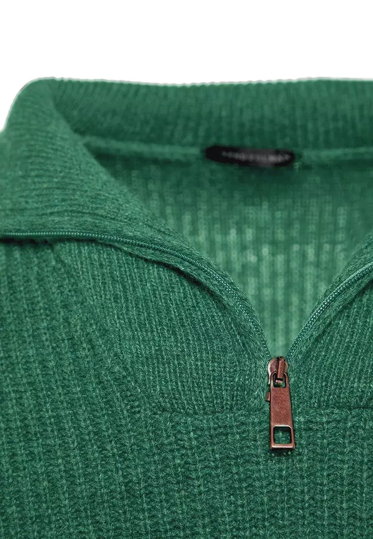 Mint Regular Fit Woolen Zipper Turtleneck Knitwear Sweater TMNAW22KZ0347