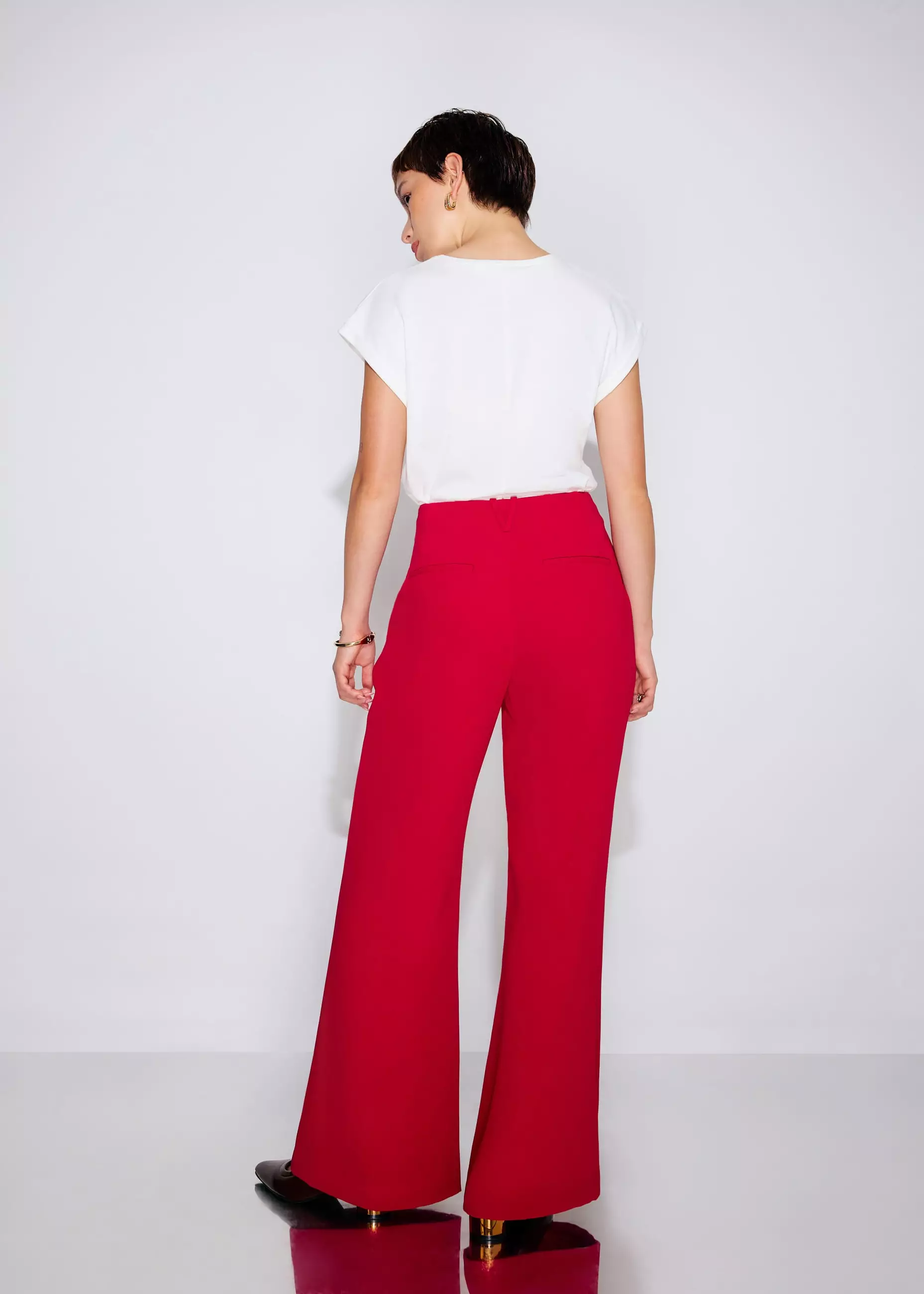 Celana Panjang Wanita - PETITE Leggy™ Pvara Crepe Kick Flare Pants