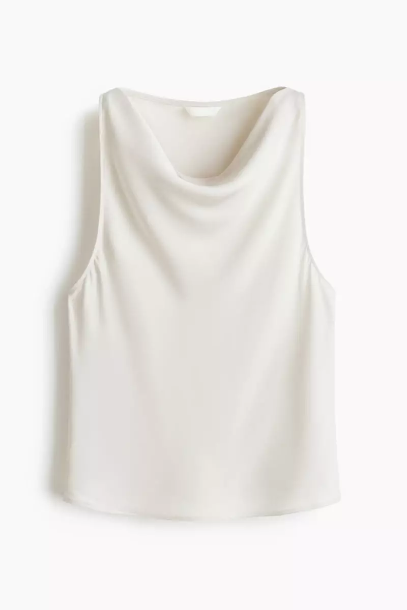 Cowl-neck satin top