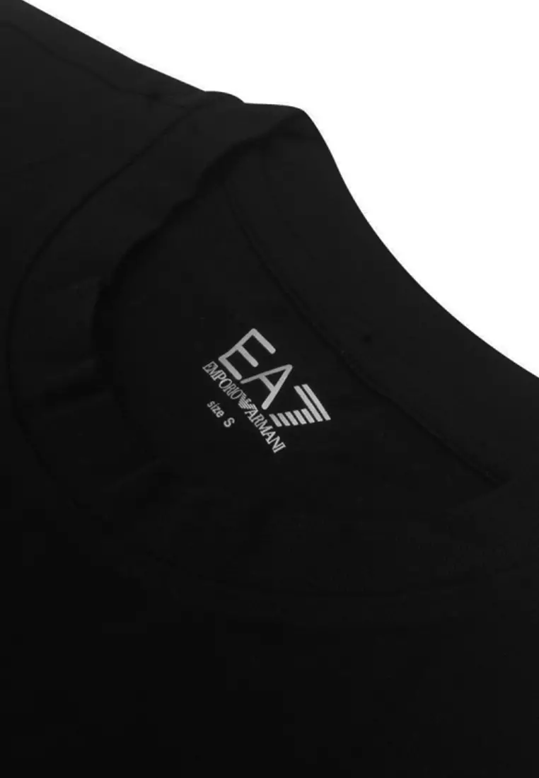 EA7 Men’s Core Identity Long-Sleeved Cotton T-Shirt in Black 8NPT28 PJVQZ