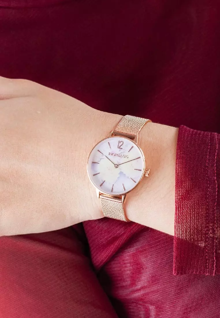 Ninfa 女士玫瑰金色不銹鋼石英腕錶 R0153141502