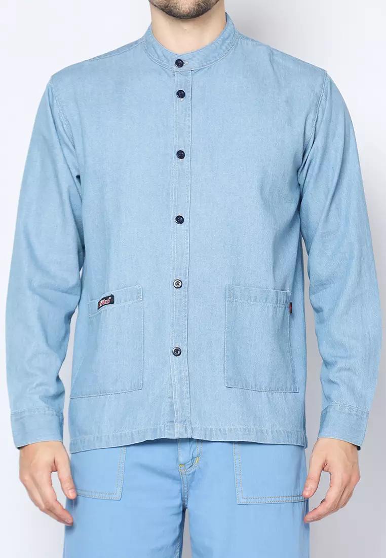 Kemeja Denim Skena L/S Krah Mandarin Saku Besar 182404