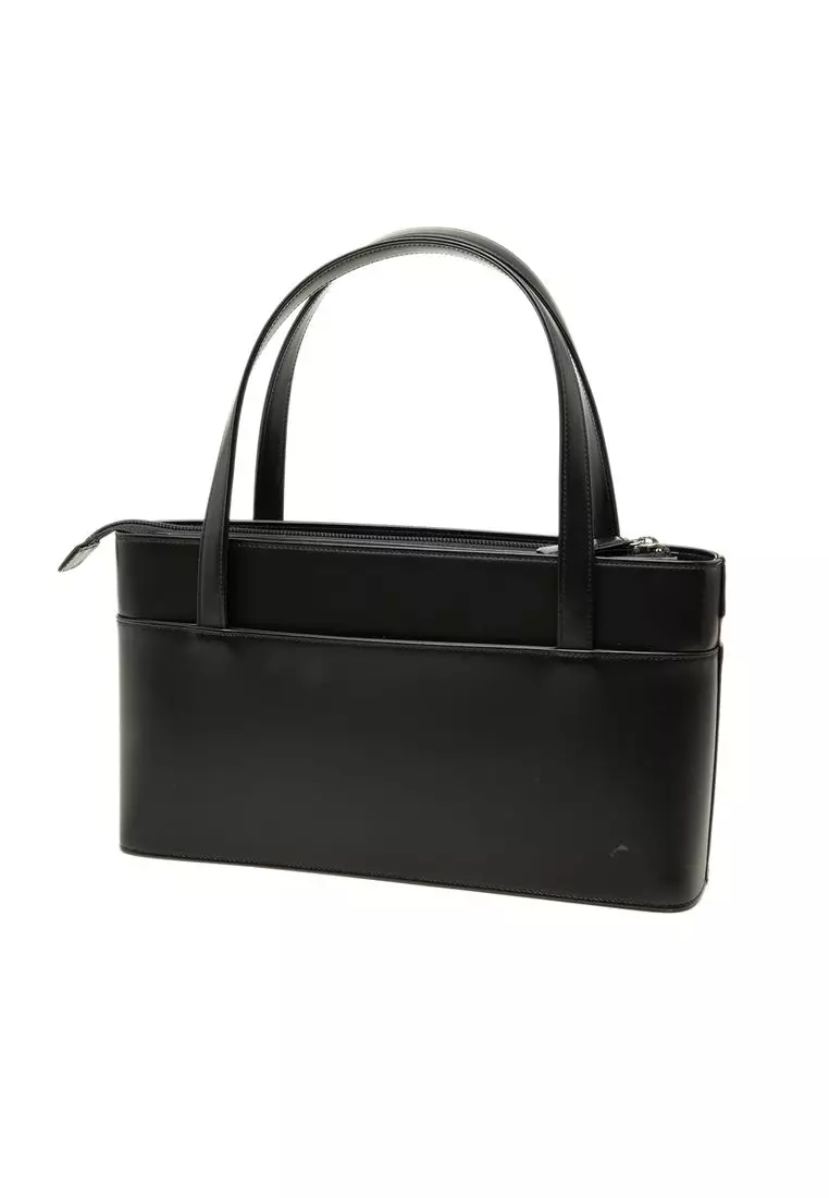 Pre-Loved Burberry House Check Canvas Trimmed Leather Handbag