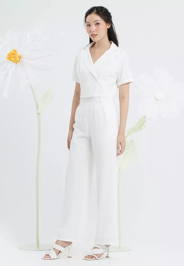 Kara Crop Blazer in White