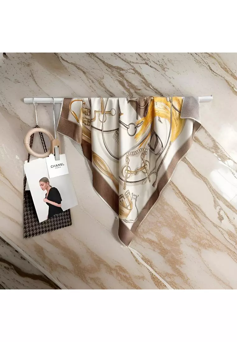 Luxury Silk Ladies' Large Scarf, Sun-Proof Crepe Satin, Premium Souvenir.