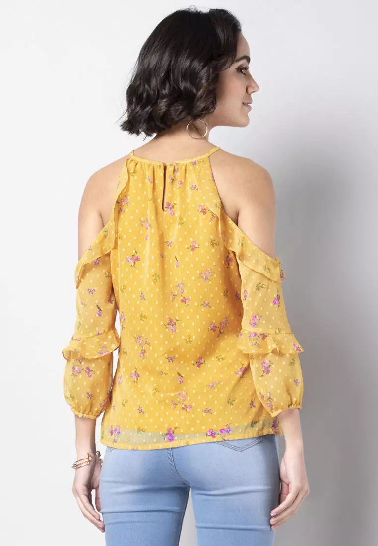 Buy FabAlley Floral Ruffled Cold Shoulder Top Online ZALORA Malaysia