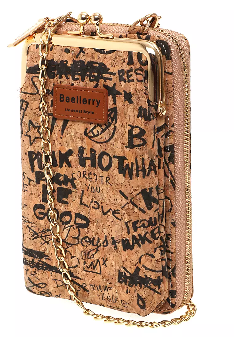 Tas Selempang Wanita Dompet Sling Bag Motif Huruf Multifungsi Many Slot Material Kulit Leather ORIGINAL