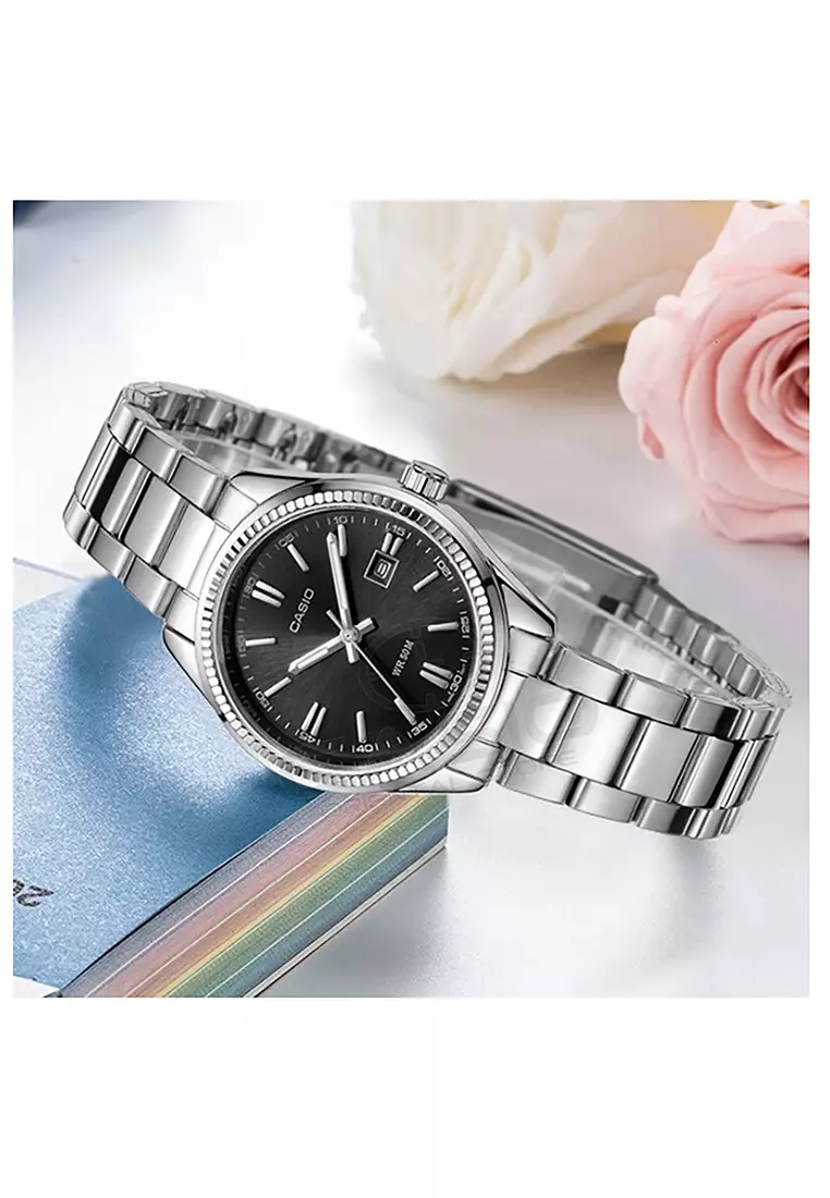 Couple Analog Watch MTP/LTP-1302D-1A1 Silver Stainless Steel Strap