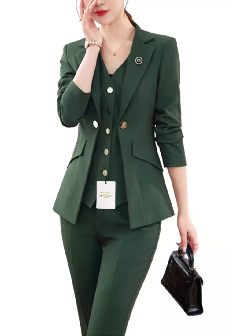 Slim Fake Two-Piece Suit Set YGH-EM2306-1