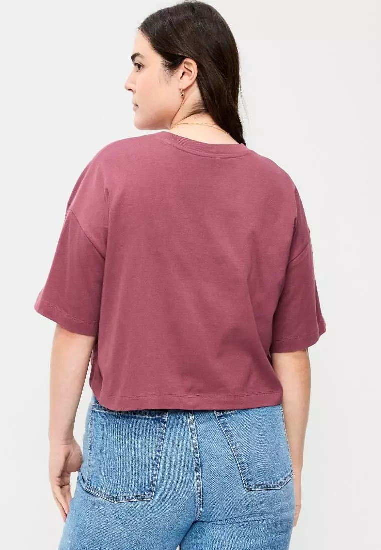 Vintage Crew-Neck Oversized Crop T-Shirt