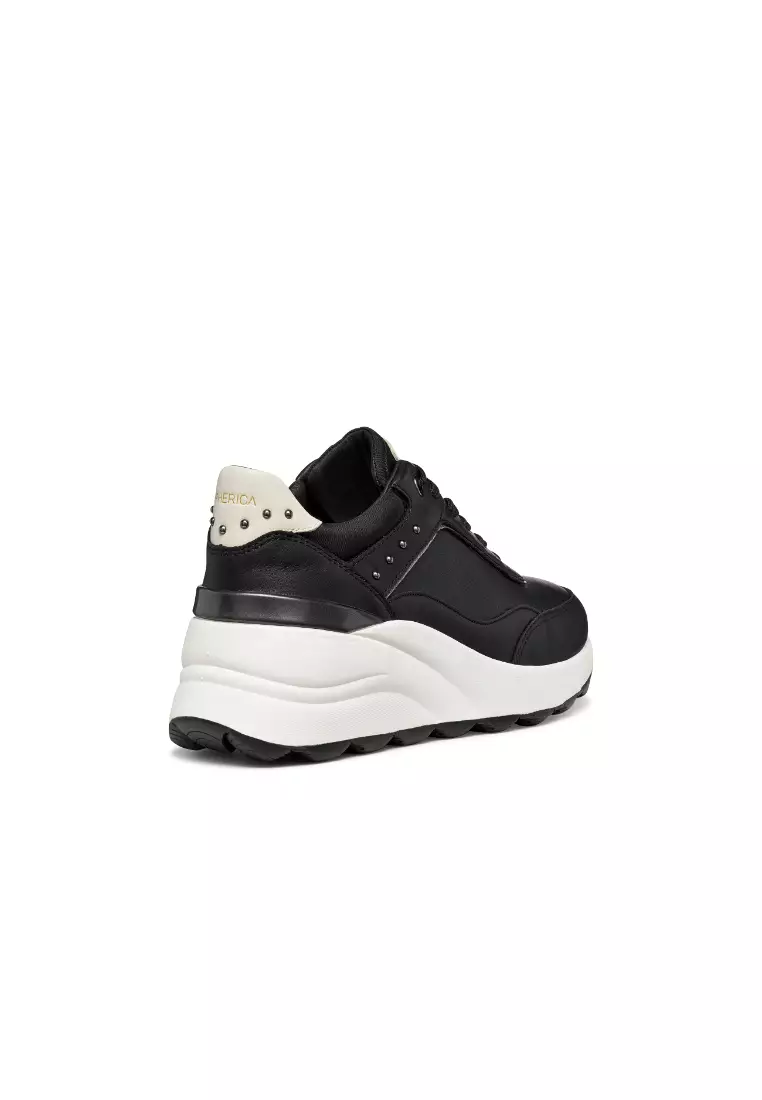GEOX Ladies Spherica EC13 Wedge Sneakers - Black D65WAA-085BN-C9B1SS6