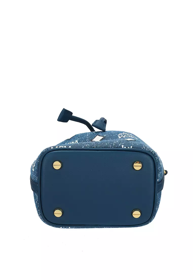 Mcm - Women's 'dessau' Bucket Bag - Blue - Denim