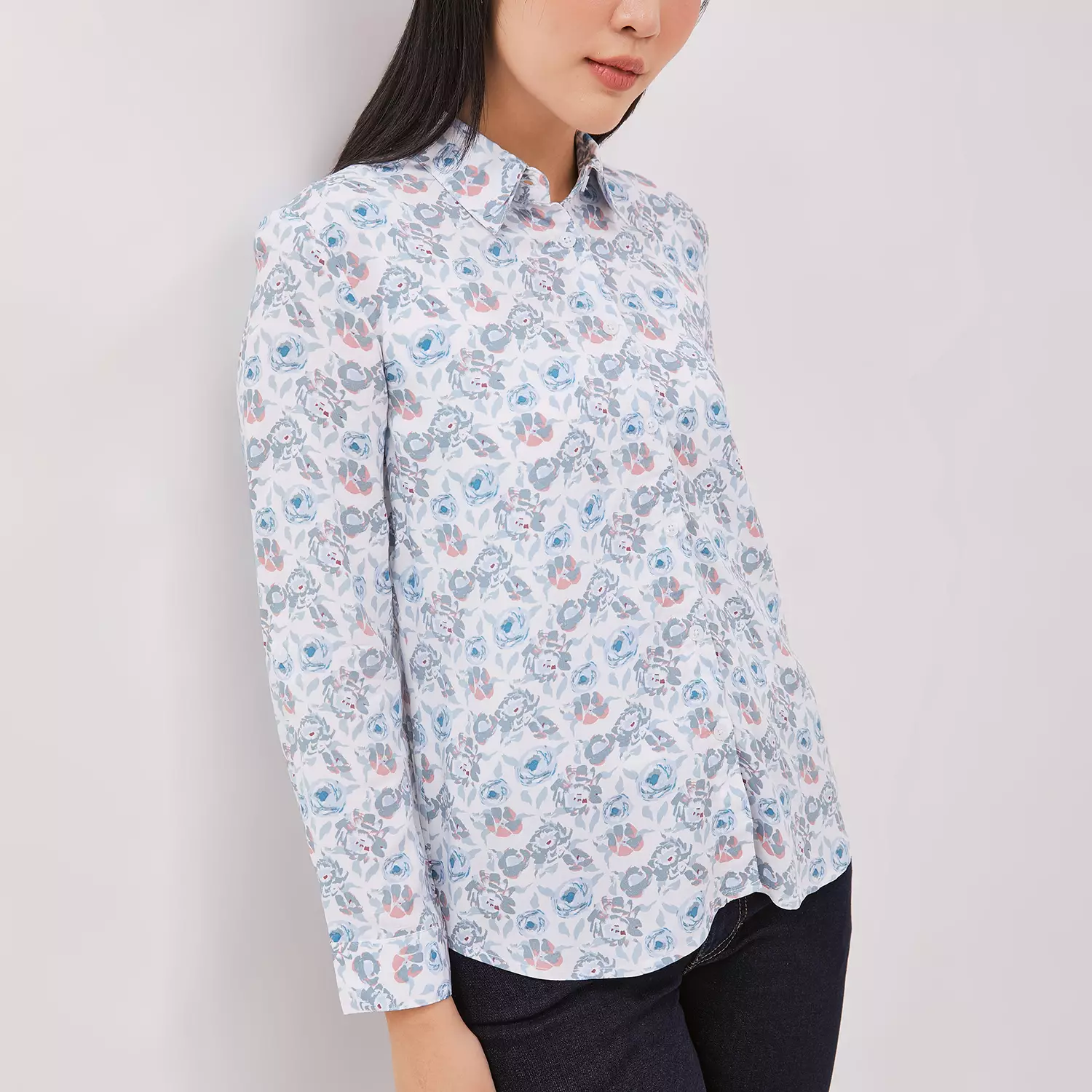 DUST Kemeja Flower Aster Biru Comfease (D.116465)