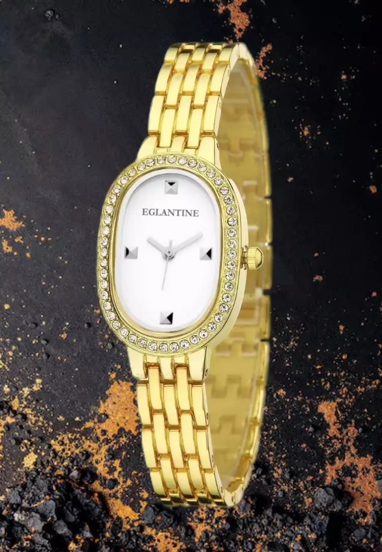 La Niçoise Ladies Gold Color Alloy Quartz Watch, White Dial, Gold Colored Finished Stainless Steel Bracelet