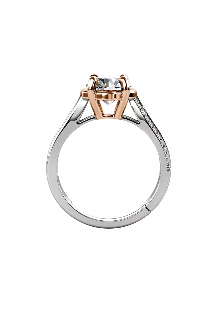 Berlian Moissanite La Rose Ring Dual Tone [GRA CERTIFICATE MOISSANITE DIAMOND] - Cincin 1carat Moissanite Diamond 925 Silver Celesta by Her Jewellery