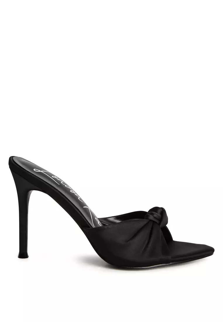 Discount on London Rag  shoes - SKU: Black Satin Knot High Heeled Sandals