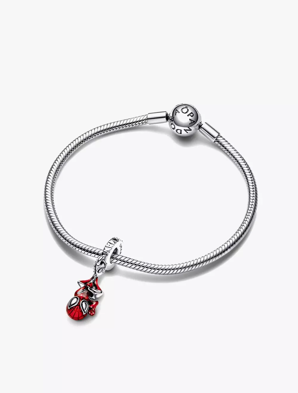 Marvel Spider-Man sterling silver dangle with black and transparent red enamel