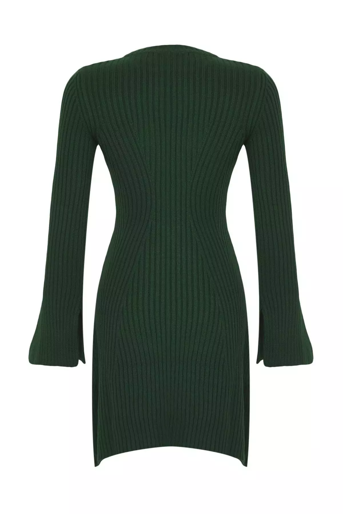 Emerald Green Mini Knitwear A Line Form Fit Dress