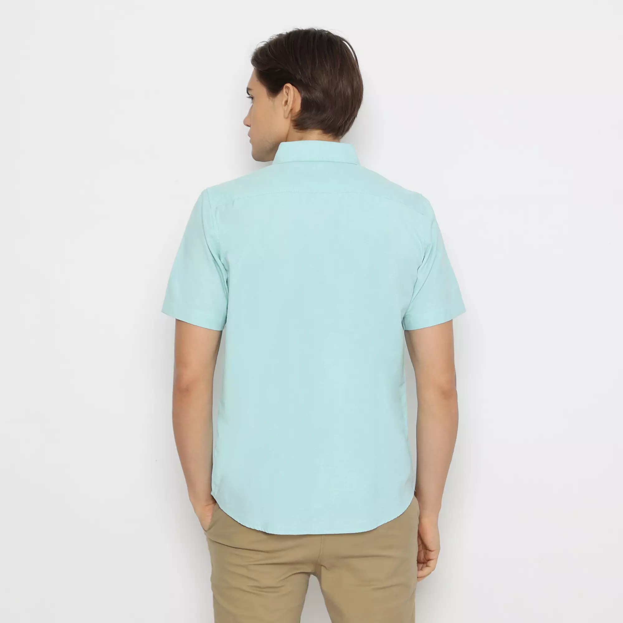 Platini Kemeja Pria Polos Oxford Pendek Hijau Mint 1080