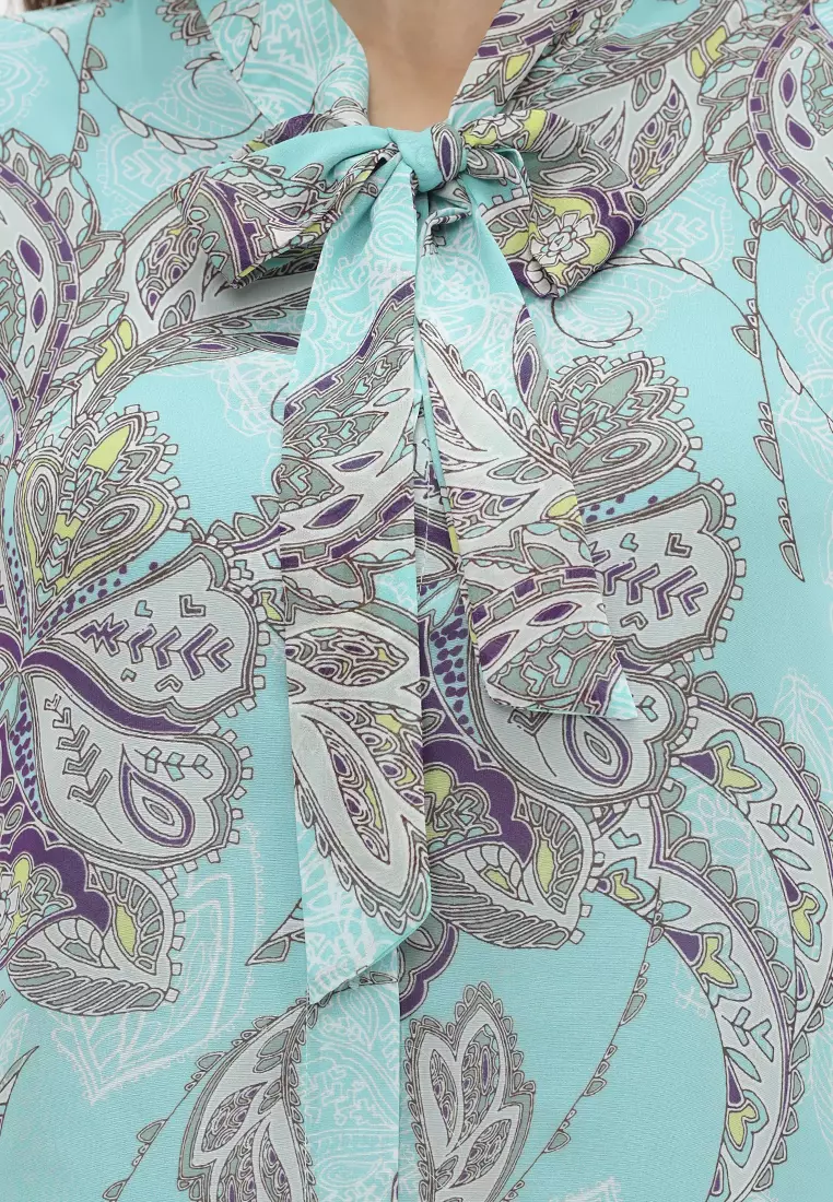 Paisley Blouse Korean Look Sky Blue By Brilliant Girl Warna BIRU