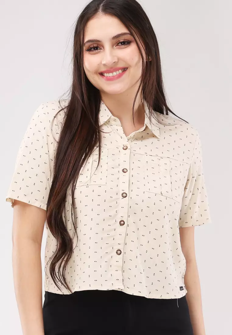 Woven Printed Rayon Short Sleeves Blouse