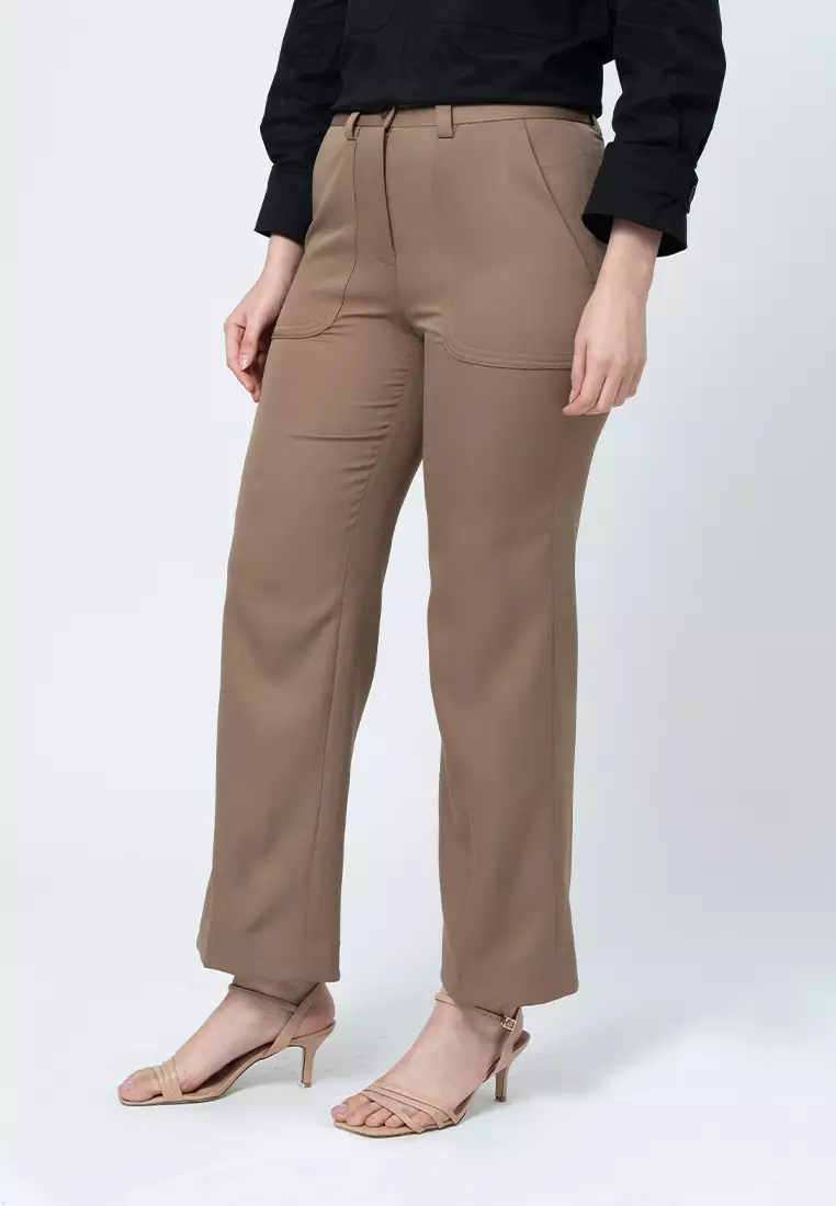 Paisley Embroidered Pocket Flap Detail Pants