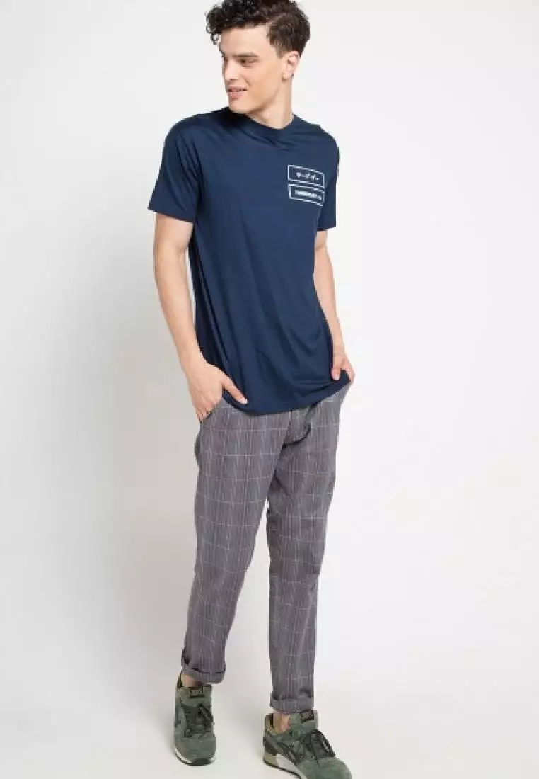 MTC84B stacked rectangle nv T-shirt Navy