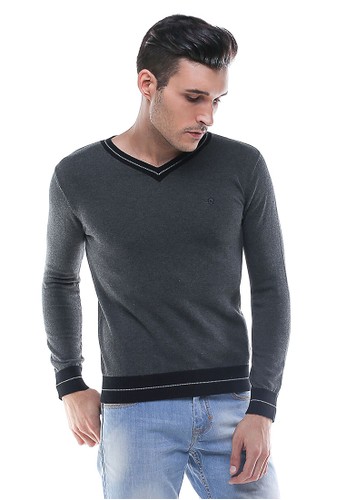 LGS - Sweater Casual - Kerah V-neck - Abu
