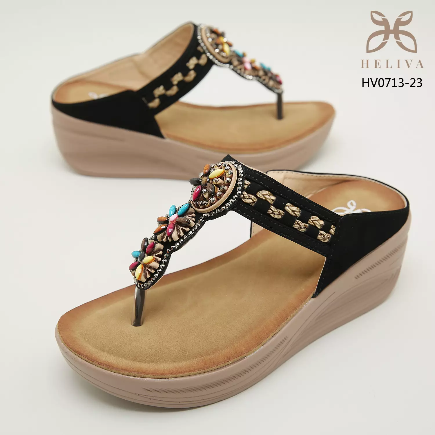 Heliva Adela Sandal Wedges Suede Accessories Jewerly