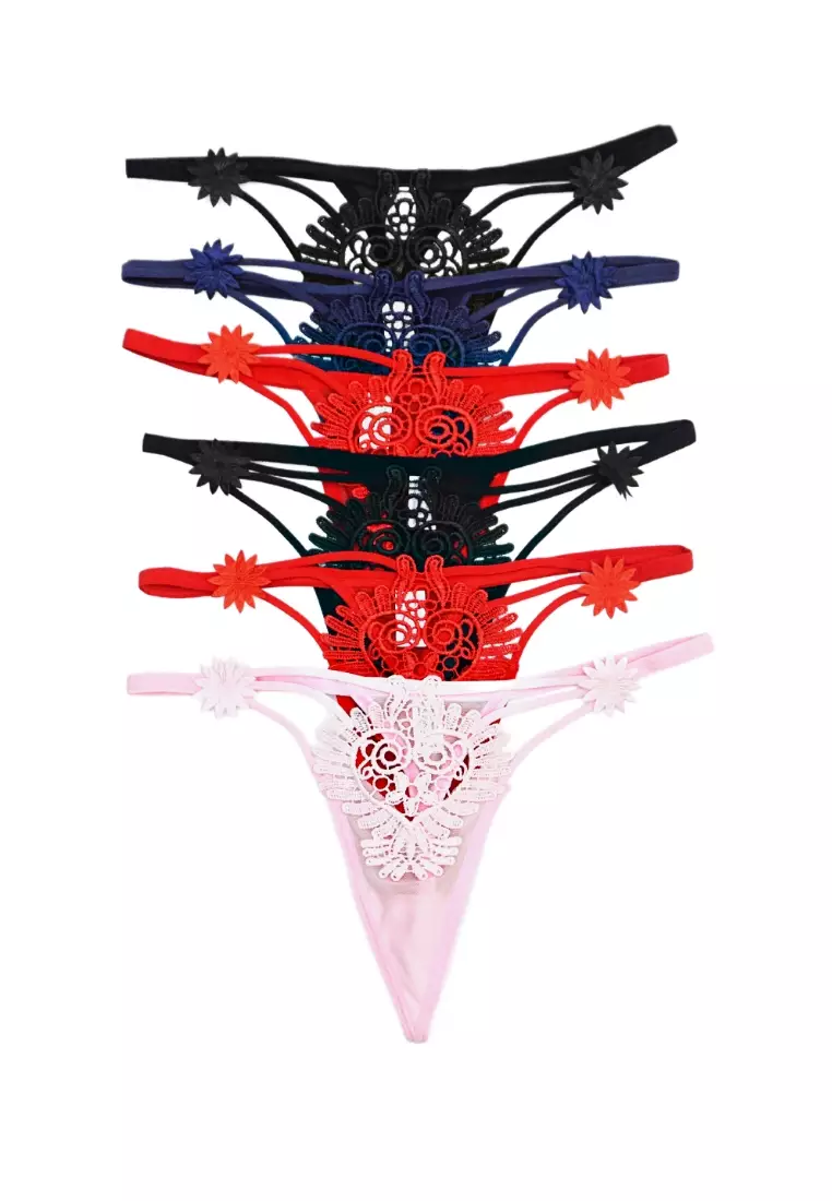 Tommy Hilfiger, 3 Pack Thongs, Women, Red/Blue