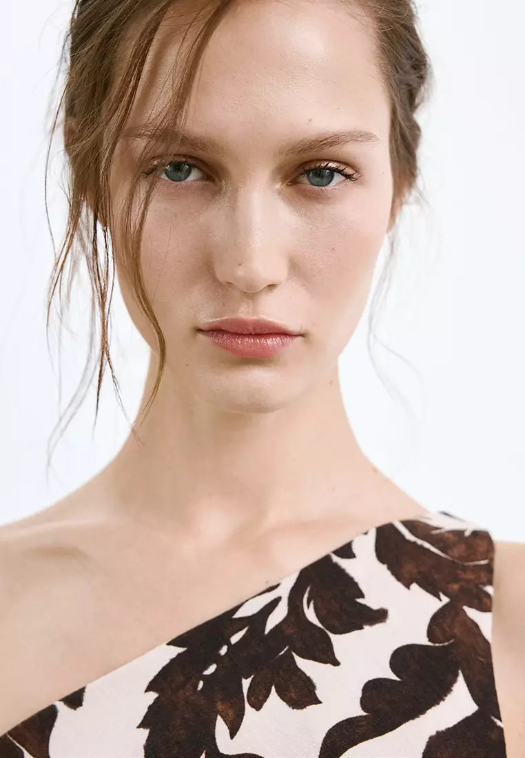 Asymmetrical Floral-Print Dress